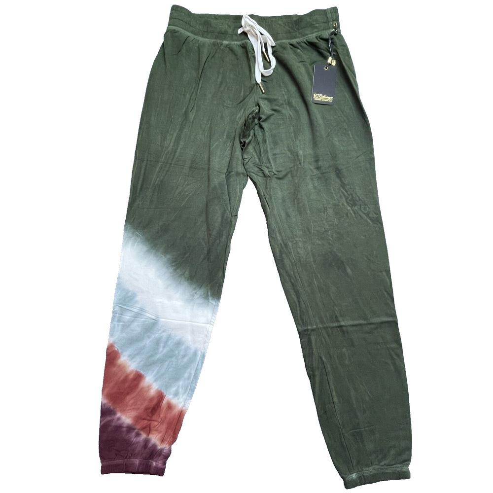 PJ Salvage Pants Womens Small Green Red Tie Dye Lounge Cozy Drawstring